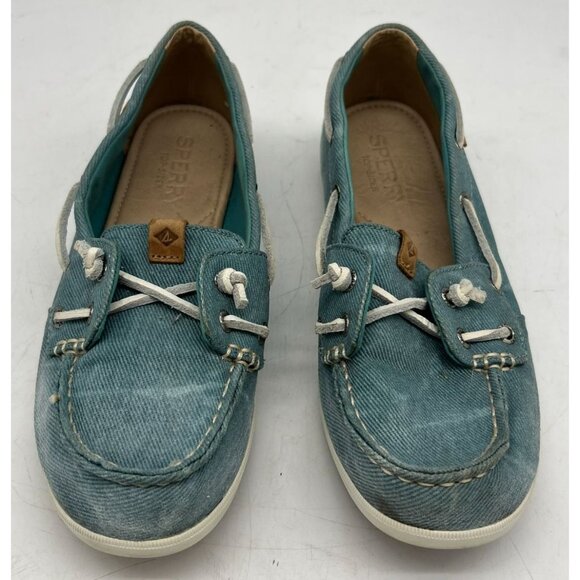 Sperry Women's Top-Sider Coil Canvas Slip-On Boat Shoes Size 7M Teal Blue Casual - Picture 3 of 8